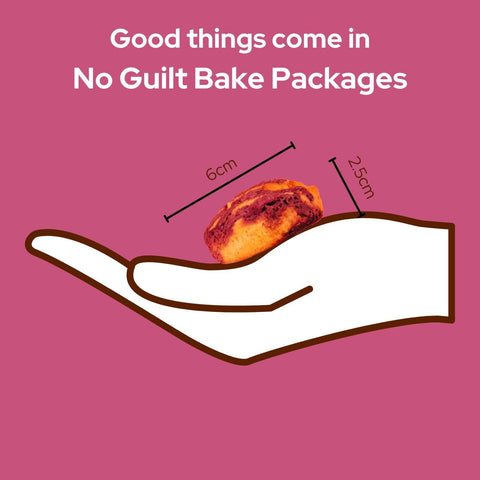 Good things come in No Guilt Bakes' Fruity Variety Cake Bite Pack with raspberry swirls and lemon & poppy seed bake packages.